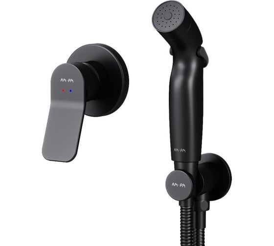 Изображение товара Гигиенический набор AM.PM X-Joy для скрытого монтажа со смесителем для душа, черный F40H85A22