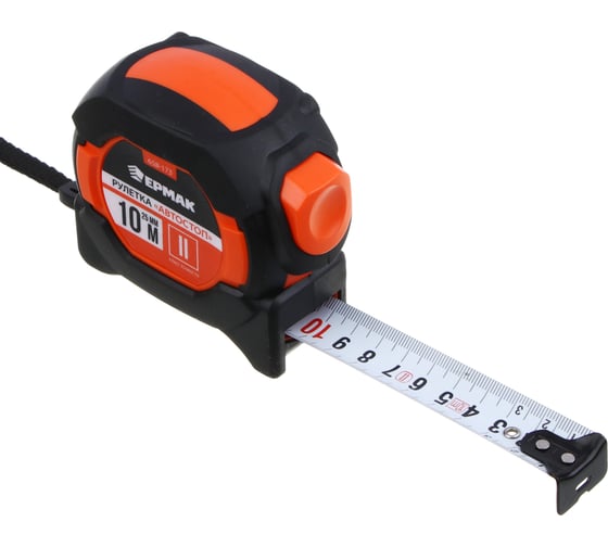 Изображение товара Рулетка ЕРМАК 10мx25мм, автостоп, TPR, ABS (XM) 658-173