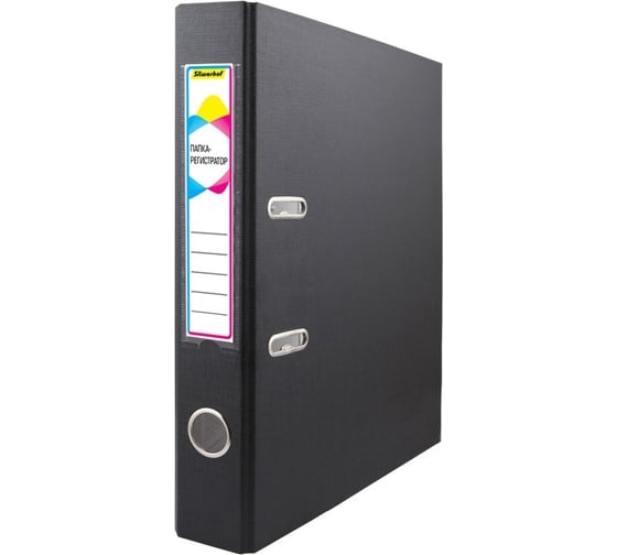 Изображение товара Папка-регистратор Silwerhof A4, 50 мм, ПВХ/бумага, черный, без окантки, сборная, сменный карман на корешке 1890079