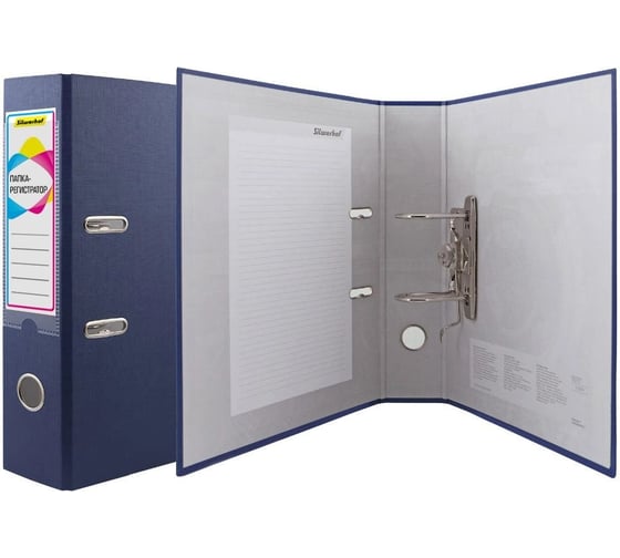 Изображение товара Папка-регистратор Silwerhof A4, 75 мм, ПВХ/бумага, синий, без окантки, сборная, 2 шт. 2013383