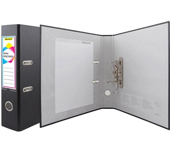 Изображение товара Папка-регистратор Silwerhof A4, 75 мм, ПВХ/бумага, черный, без окантки, сборная, 2 шт. 2013384