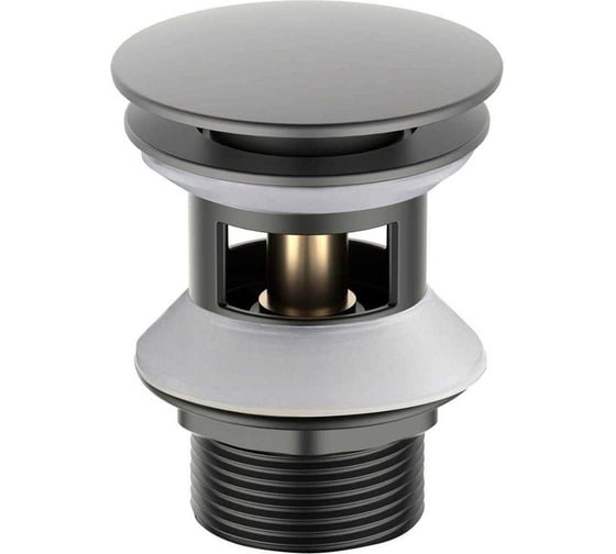 Изображение товара Сливной набор для раковины Aquatek AQ6002BGM Push-open с переливом, крышка круглая, шлиф. черный хром 00000139747