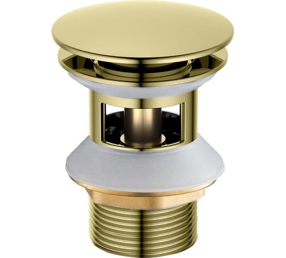 Изображение товара Сливной набор для раковины Aquatek AQ6002PG Push-open с переливом, крышка круглая, полир. золото 00000139277