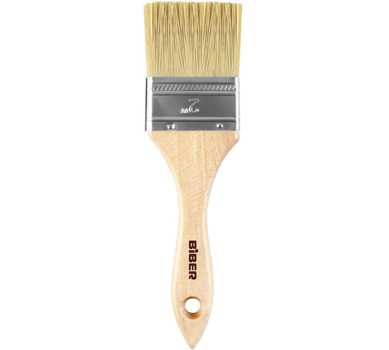 Изображение товара Кисть флейцевая BIBER БИБЕР 31003 натуральная щетина, деревянная рукоятка ЭКО 50мм (12/720) тов-223162