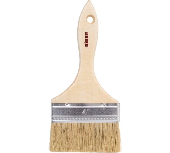 Изображение товара Кисть флейцевая BIBER БИБЕР 31006 натуральная щетина, деревянная рукоятка ЭКО100мм (12/240) тов-223165