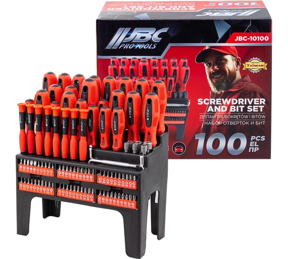 Изображение товара Набор отверток и бит JBC 100 предметов, на пластиковом стенде JBC-10100(62023)