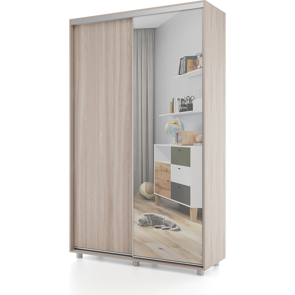 Изображение товара Шкаф-купе МК Мама PRIME 140х45х230 см с зеркалом ясень шимо светлый