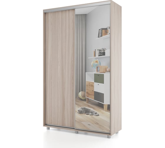 Изображение товара Шкаф-купе МК Мама PRIME, 140х45х230 Шимо светлый с зеркалом 102097
