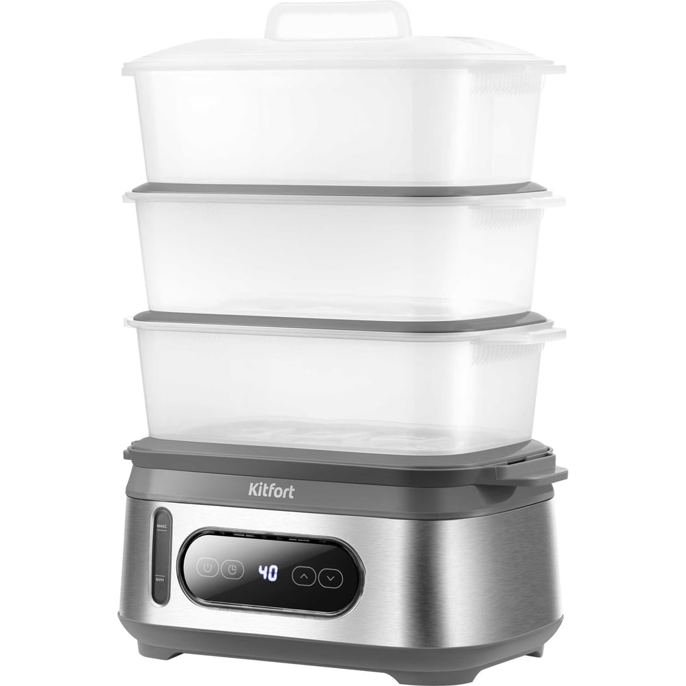 Изображение товара Пароварка KITFORT КТ-6280 с 3 ярусами для приготовления на пару