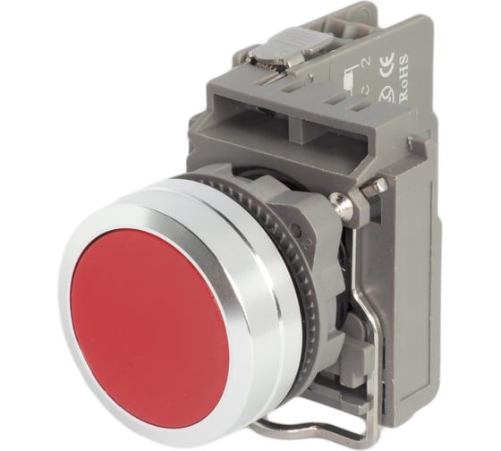 Изображение товара Кнопка CONTA комплект 3 предмета, кнопка матовая, красная, металл, с держателем, 1NC TA22SA-PF-R-A/ZZ/NC 00-00012552