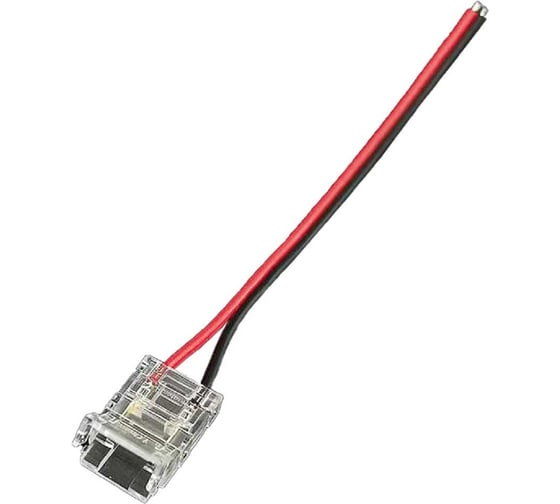 Изображение товара Коннектор выводной Wolta для монохромной одноцветной светодиодной ленты, шириной10 мм, длина проводов коннектора 10см, в упаковке 3шт WLS-2PIN-10MM-MONO-1