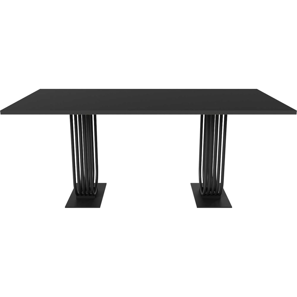 Изображение товара Обеденный прямоугольный кухонный стол GENGLASS ARFEO Duo 180х90 черный металлический ЛДСП