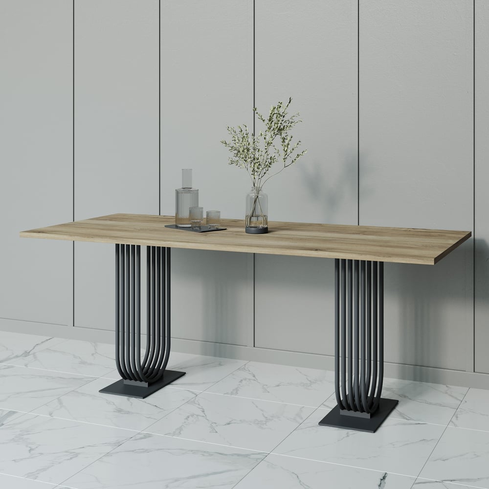 Изображение товара Обеденный прямоугольный кухонный стол GENGLASS ARFEO Duo 200х90 из ЛДСП и металла