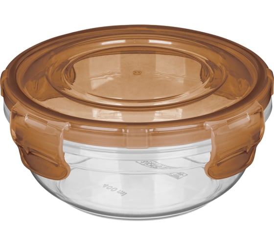 Изображение товара Контейнер для продуктов Idiland Lock круглый 0,4л с защелками (коричневый транспарент) 231111940/00