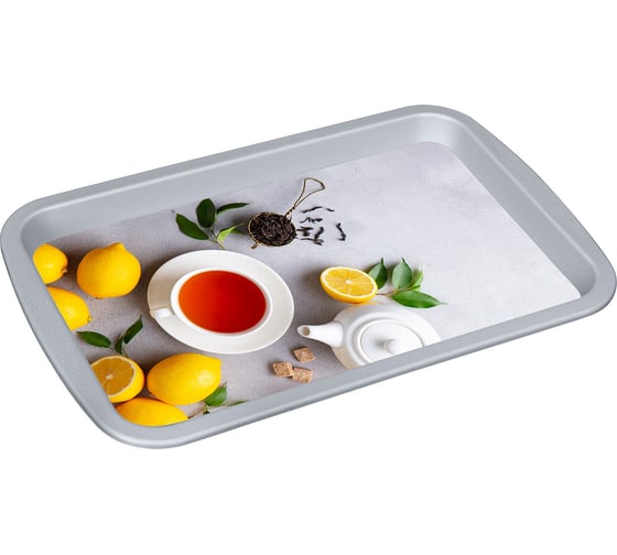 Изображение товара Поднос универсальный Phibo с декором 293х193х20 мм (Светло-серый) 435266230