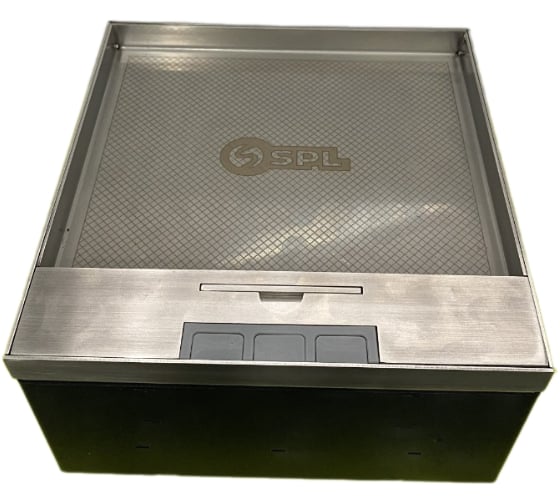 Изображение товара Напольный люк SPL на 6 постов (45x45) вертикально, с крышкой из нержавеющей стали в уровень пола, с коробкой, IP40 300022