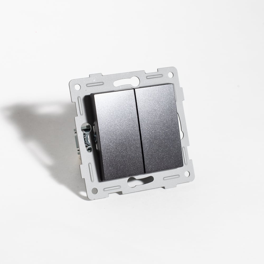 Изображение товара Двухклавишный выключатель SPL 10А IP20 антрацит, встраиваемый