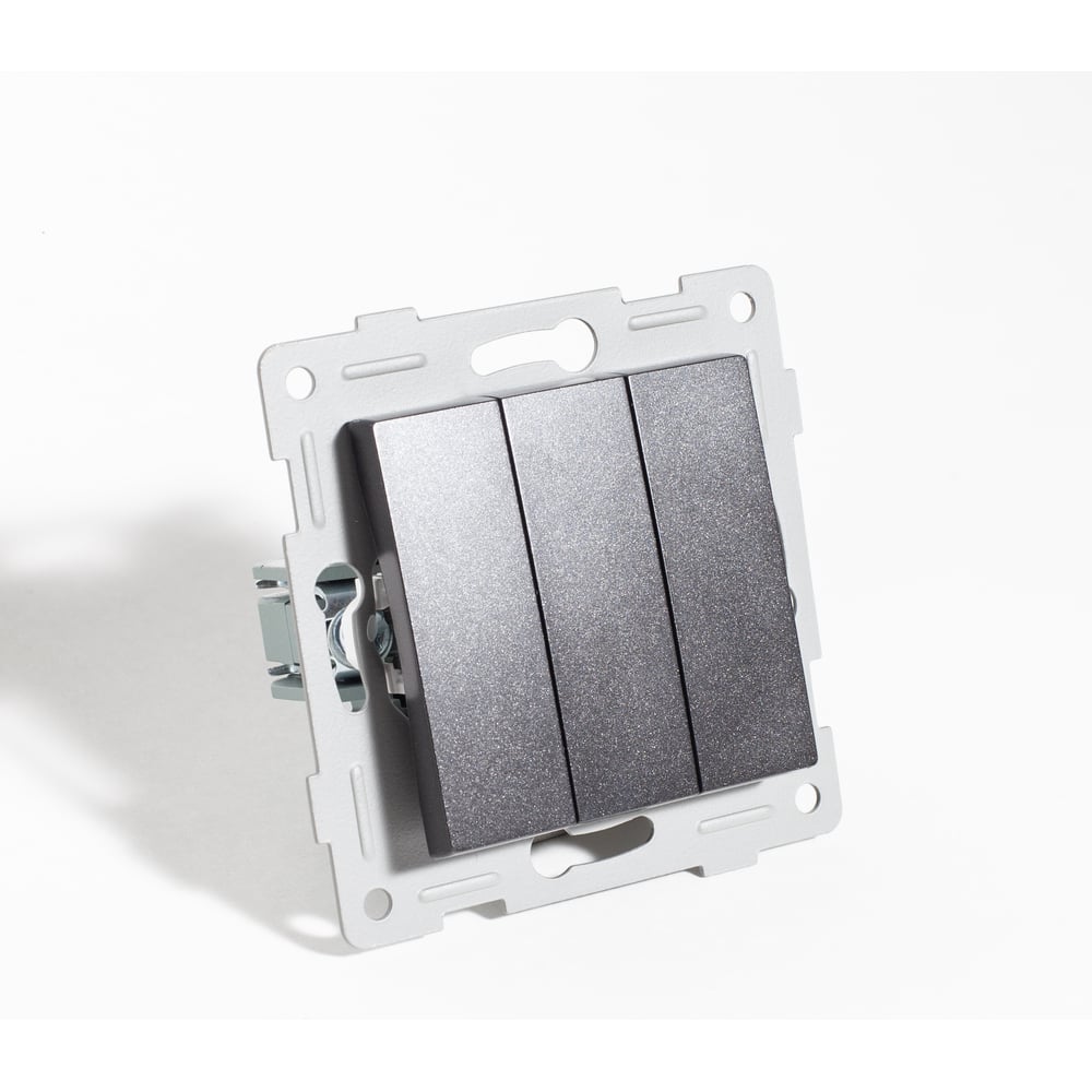 Изображение товара Выключатель SPL трехклавишный антрацит 10А 220В монтаж встроенный