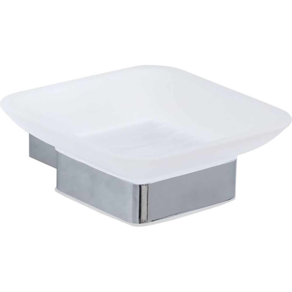 Изображение товара Мыльница ALLEN BRAU INFINITY матовое стекло латунь хром настенная квадратная