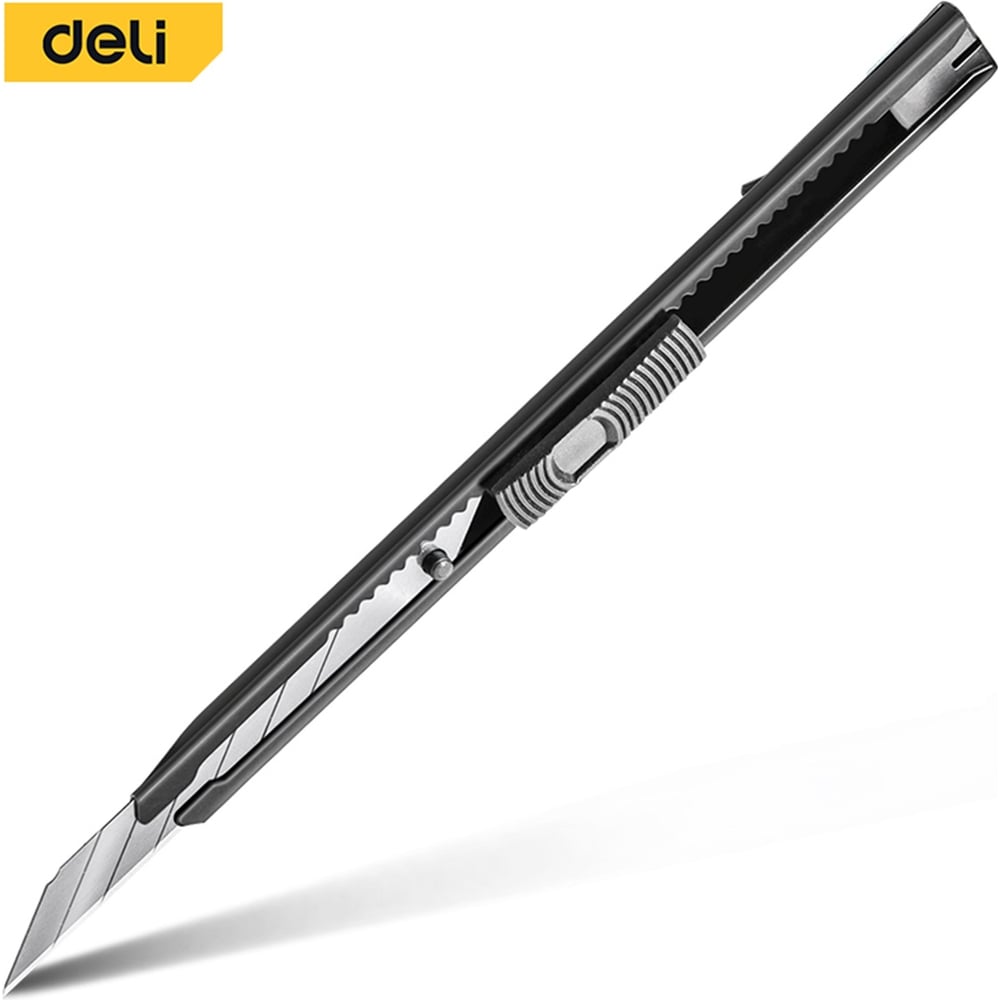 Изображение товара Технический нож DELI 9мм DL007H металлический корпус, угол лезвия 30 град, сталь SK5 177531