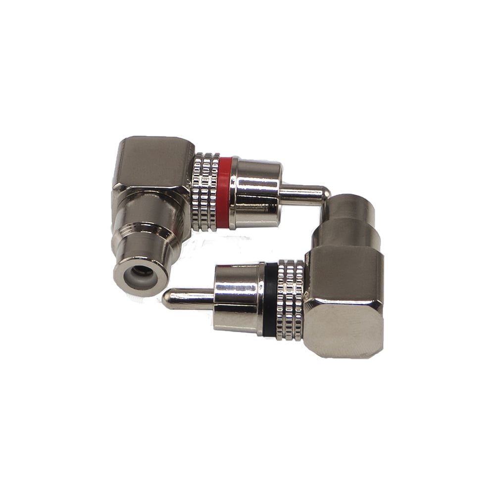 Изображение товара Коннектор переходник угловой AURA RCA 6 мм 2 шт. латунь никель серебро