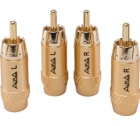 Изображение товара Коннектор для кабеля AURA RCA до 6 мм, позолочен. 2 левых + 2 правых, блистер RCA-P617