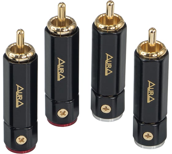 Изображение товара Коннектор для кабеля AURA RCA до 9,3 мм., 2 красный + 2 серых, блистер RCA-P615