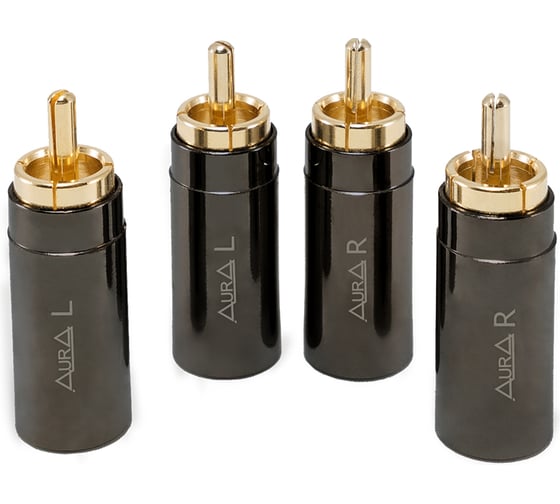 Изображение товара Коннектор для кабеля AURA RCA до 6 мм, 2 левых + 2 правых, блистер RCA-P618