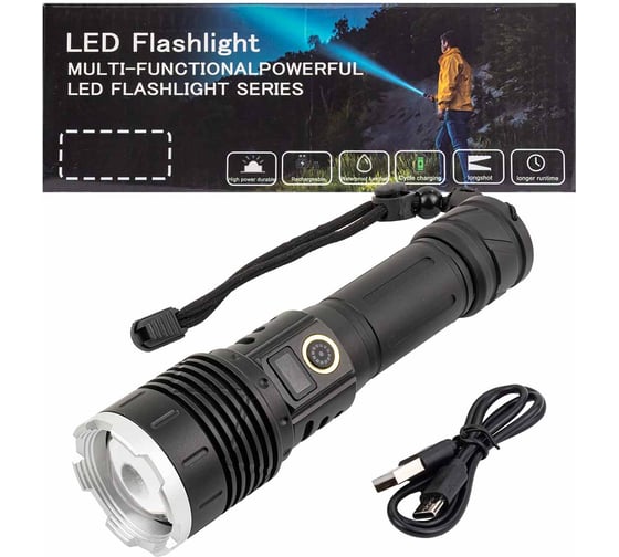 Изображение товара Фонарь ручной аккумуляторный WMC TOOLS (4 режима работы, аккум. 8800мАч, время работы 3-5ч, время зар. 2ч) WMC-TH3123(59152)