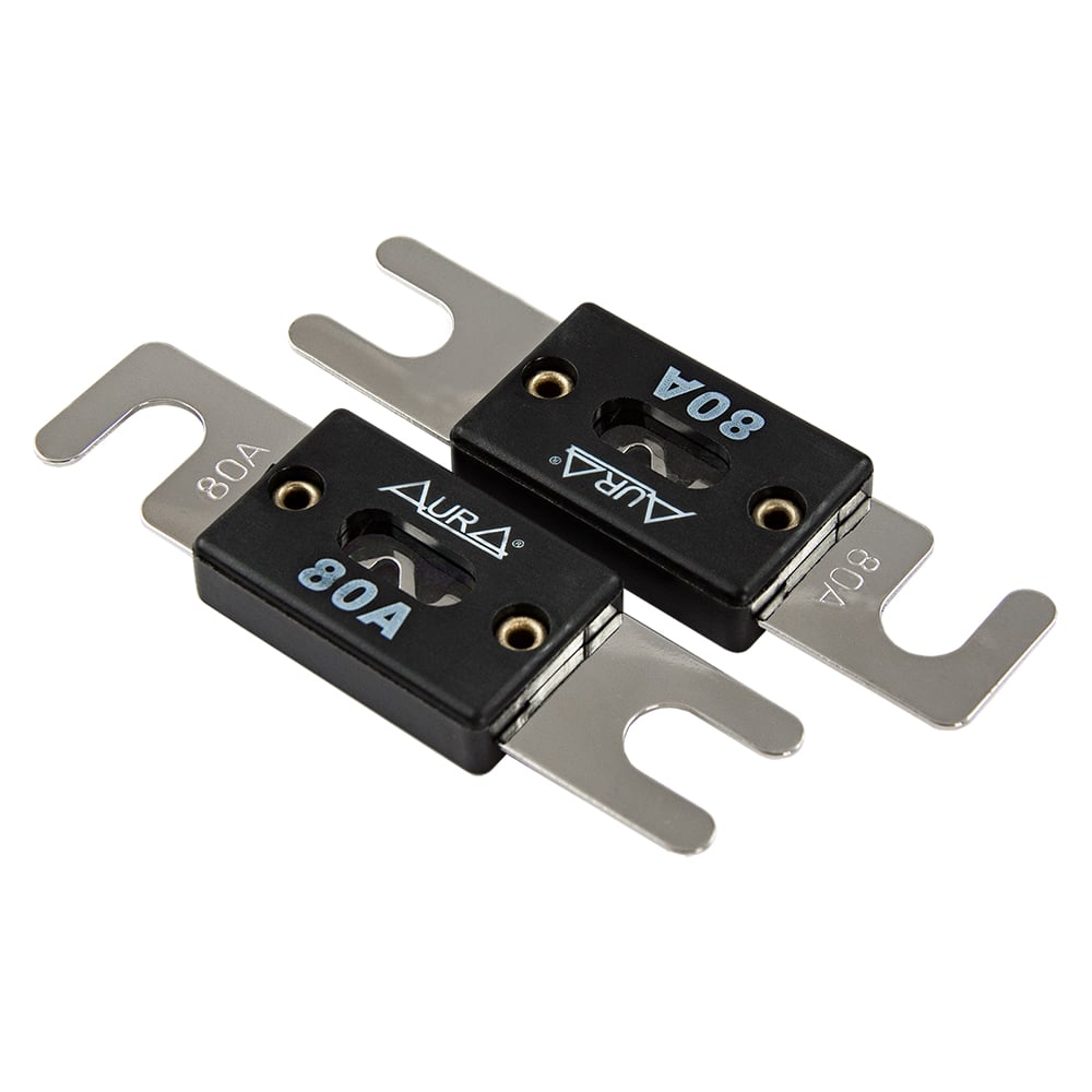 Изображение товара Предохранитель AURA ANL 80A никель 2шт. для защиты электрических цепей