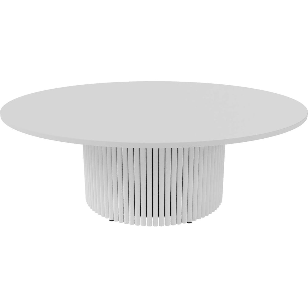 Изображение товара Круглый журнальный стол GENGLASS TRUBIS Wood 120x120 см белое ЛДСП металл