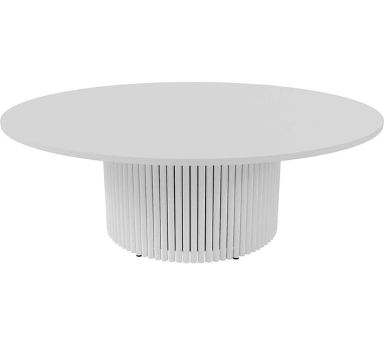 Изображение товара Круглый журнальный стол GENGLASS TRUBIS Wood с металлическим подстольем 600х600 мм, белое подстолье и белая столешница 120 см GGT-03-3-3-M-120