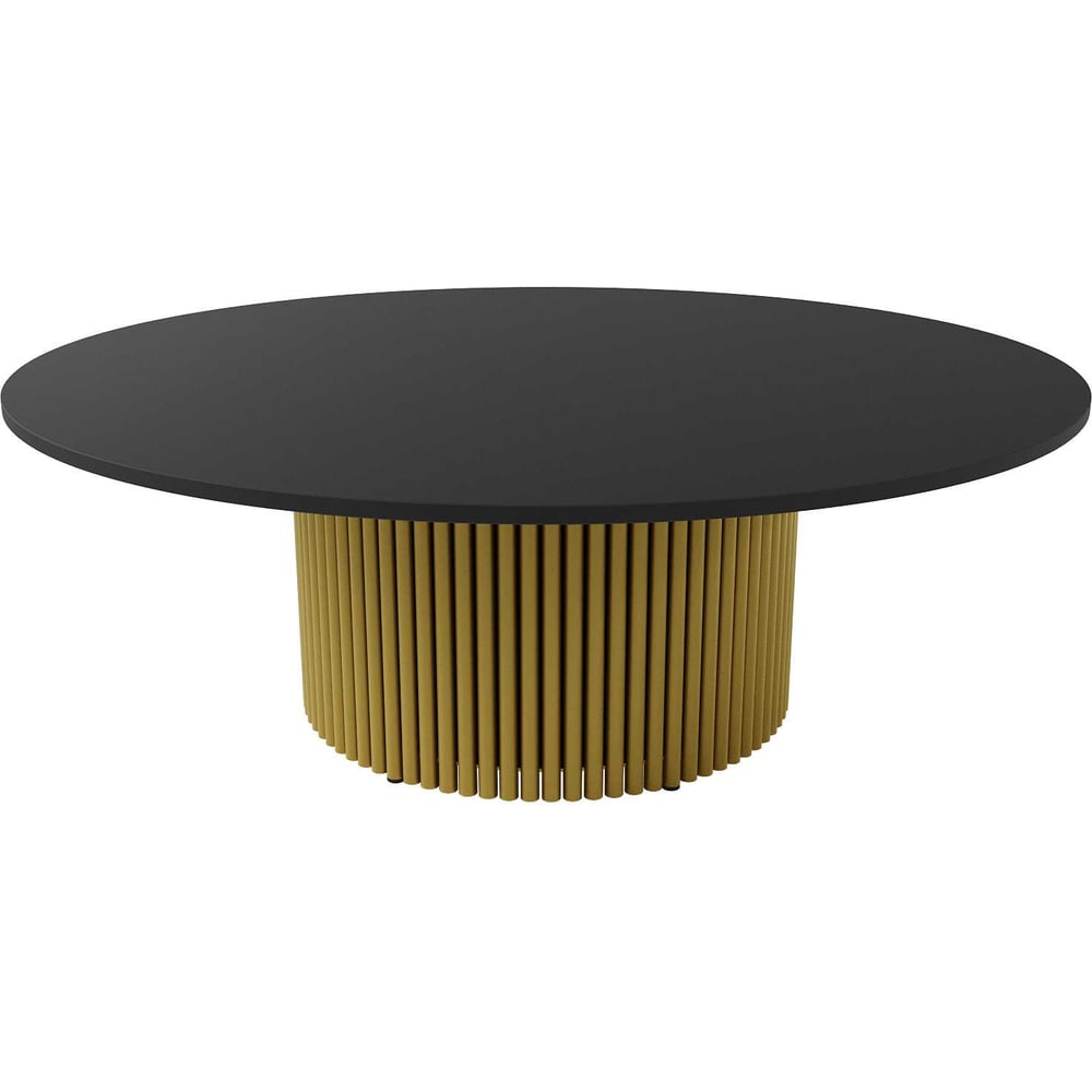 Изображение товара Круглый журнальный стол GENGLASS TRUBIS Wood 120 см металлическое подстолье черная столешница