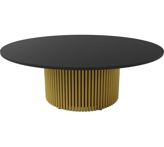 Изображение товара Круглый журнальный стол GENGLASS TRUBIS Wood с металлическим подстольем 600х600 мм, золотое подстолье и чёрная столешница 120 см GGT-03-1-2-M-120
