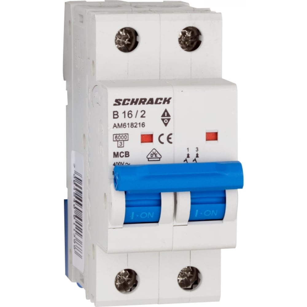 Изображение товара Автоматический выключатель Schrack Technik AM 6кА 2P B 16A модульный IP20