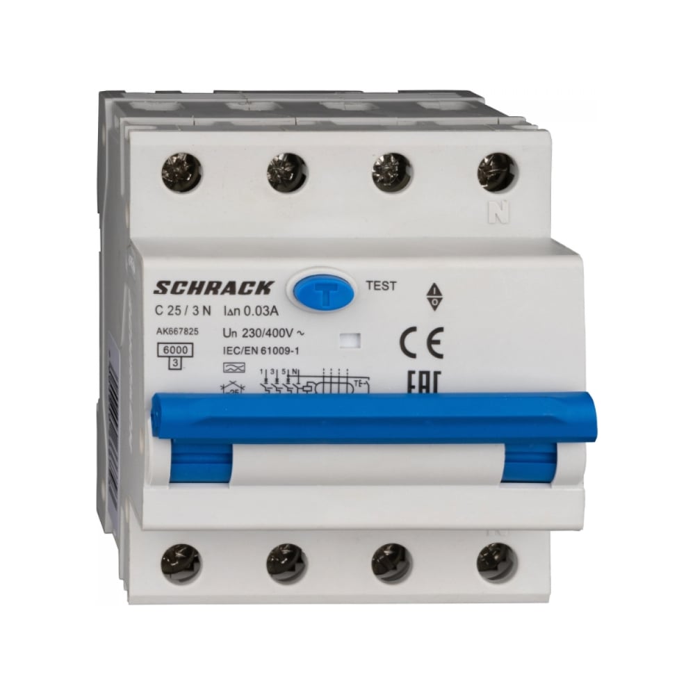 Изображение товара Дифференциальный автоматический выключатель Schrack Technik 4P AK модель 25A 30мА