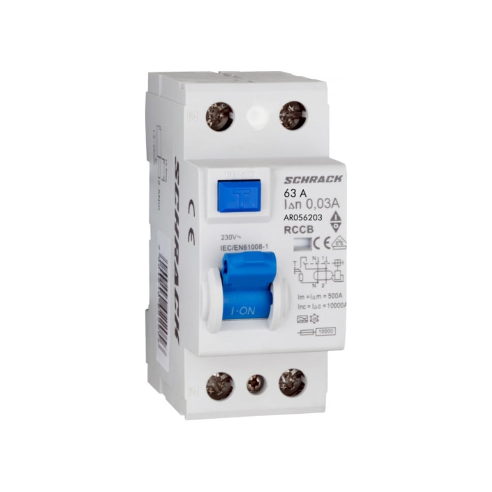 Изображение товара Автоматический выключатель Schrack Technik 10кА, 2P 63A/30mA