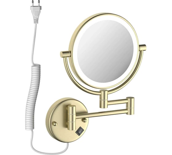 Изображение товара Зеркало косметическое настенное с подсветкой AQUATEK AQ4915BG 5х, шлиф. золото 00000139897