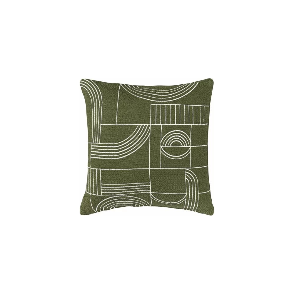 Изображение товара Декоративная подушка Tkano Cave maze 45x45 см зеленая и белая
