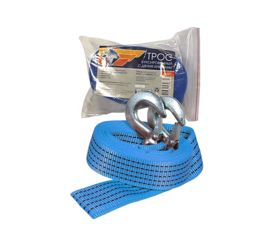 Изображение товара Буксировочный ленточный трос Nova Bright в пакете, 5 т, 5 см х 4.6 м, 2 крюка 46829