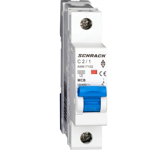 Изображение товара Автоматический выключатель Schrack Technik AM 6кА, 1P, С, 02A AM617102