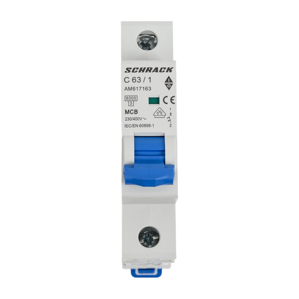 Изображение товара Автоматический выключатель Schrack Technik AM 63А 1П C 6кА для защиты электросетей
