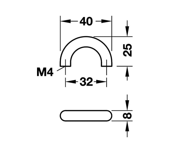 Изображение товара Мебельная ручка Hafele цинк хром, полированный, 40x25 мм 104.62.200