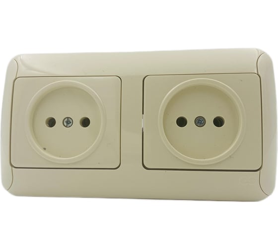 Изображение товара Блок розеток двойной GUNSAN FANTASY без заземления, крем 16231200-161113-2