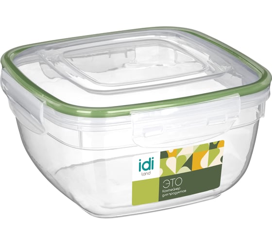 Изображение товара Контейнер для продуктов Idiland Lock квадратный 1,5 л, с защелками (прозрачный) 231111801/00