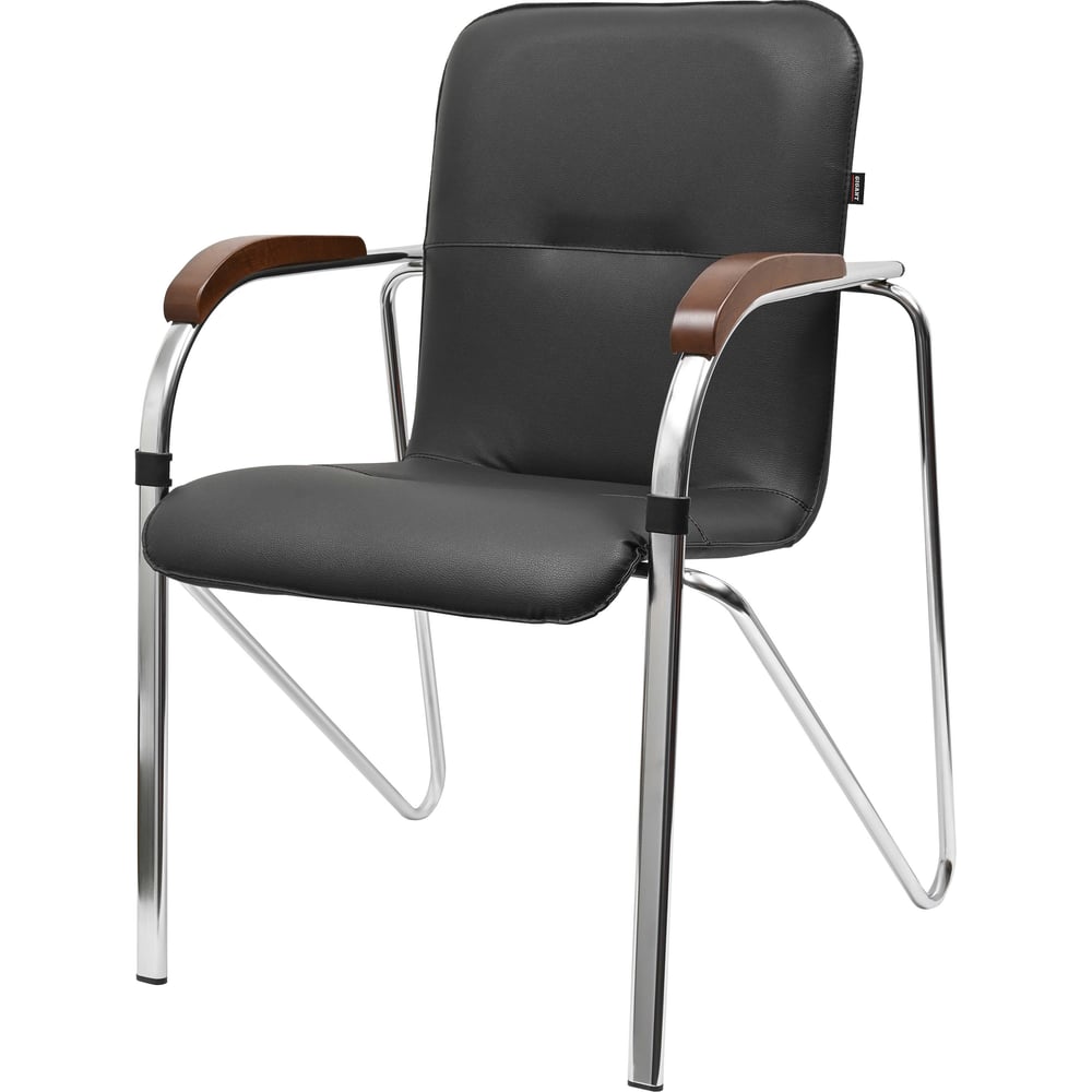 Изображение товара Офисный мягкий стул Gigant черный кожзам с подлокотниками GCH-04