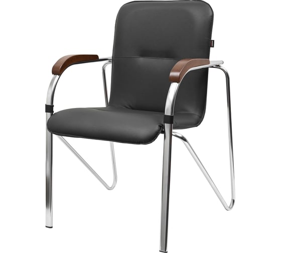 Изображение товара Офисный мягкий стул Gigant черный кожзам, с подлокотниками GCH-04