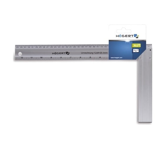 Изображение товара Столярный угольник HOEGERT TECHNIK алюминиевый, 350х190 мм HT4M203