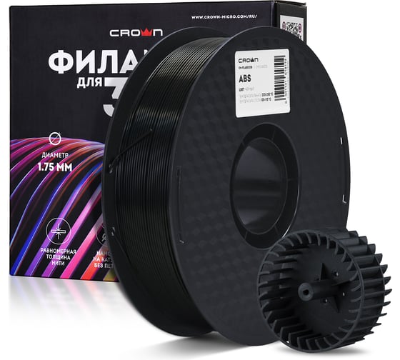 Изображение товара Пластик для принтера CROWN MICRO CM-FILABS020B ABS Чёрный CM000003725