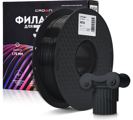 Изображение товара Пластик для принтера CROWN MICRO CM-FILPETG016B PETG Чёрный CM000003721